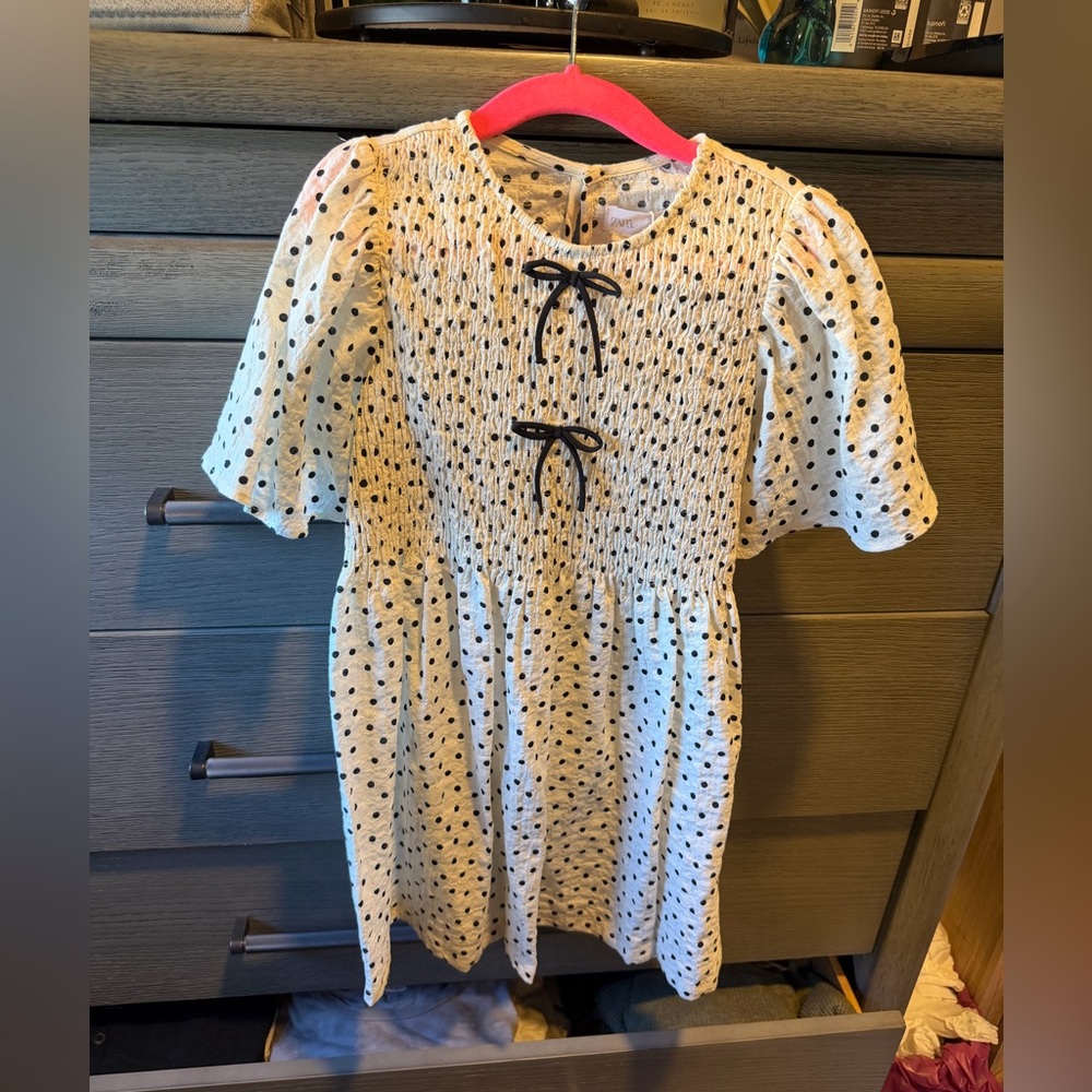 Zara Black and White Smocked Dress NWT Size 6 Years